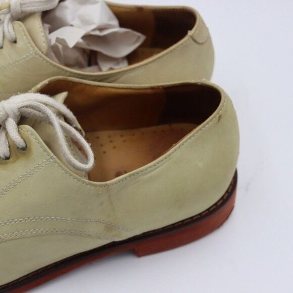 Cole Haan Vintage Cream Leather Oxford Shoes Mens 9.5 Brown Sole - Picture 3 of 16